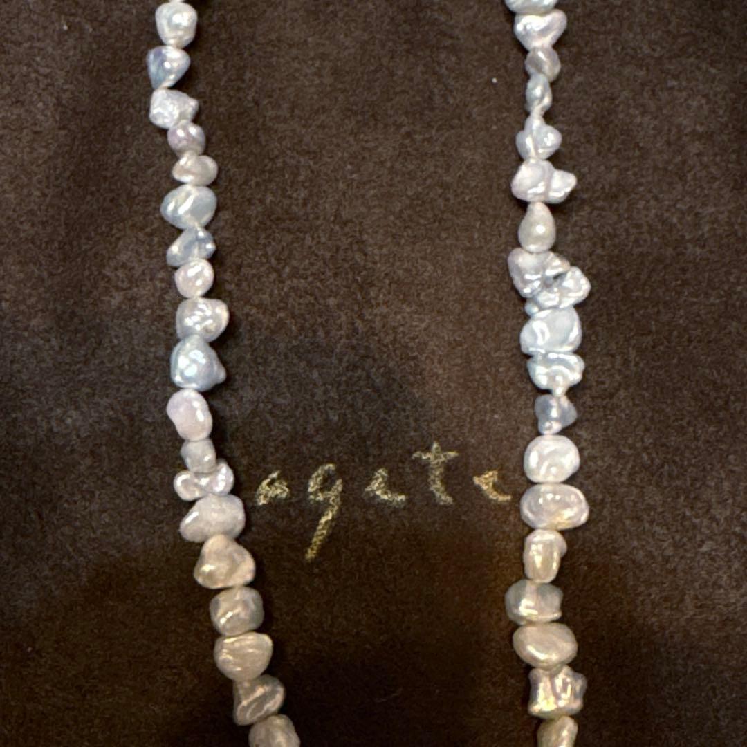agete gray pearl necklace made of SV925 silver with 40cm length and gray pearls