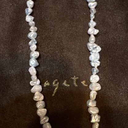 agete gray pearl necklace made of SV925 silver with 40cm length and gray pearls