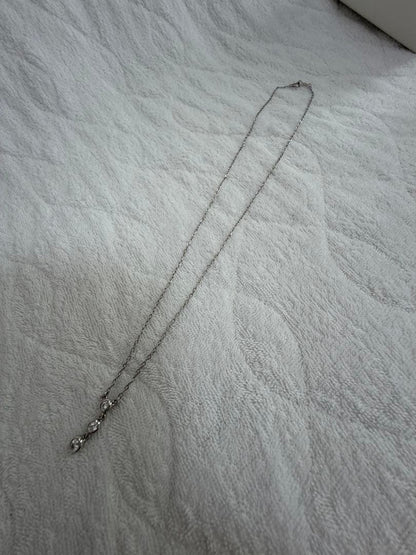 MIKIMOTO K18 White Gold Diamond Trilogie Necklace with 40cm chain and 1.5cm pendant
