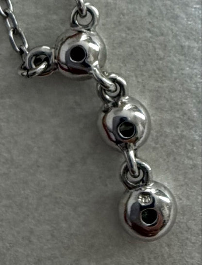 MIKIMOTO K18 White Gold Diamond Trilogie Necklace with 40cm chain and 1.5cm pendant