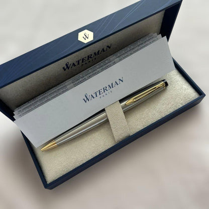 WATERMAN Ballpoint Pen in silver and gold finish with a dedicated box included