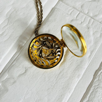 Micromount necklace featuring a 3mm pearl and magnifying pendant on a 65cm chain