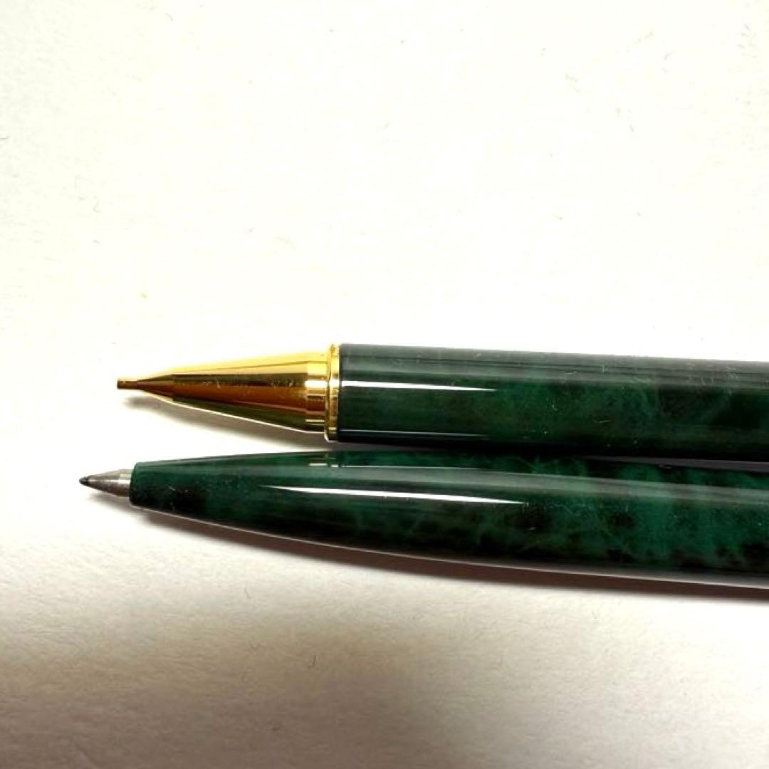 Pilot Luerno mechanical pencil and ballpoint pen set in green and black marble finish