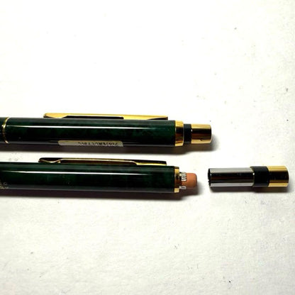 Pilot Luerno mechanical pencil and ballpoint pen set in green and black marble finish