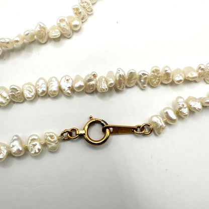Yamato Akoya pearl long necklace in K18 gold with small 0.3x0.5 cm pearls, 148 cm length, formal jewelry