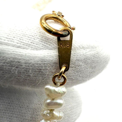 Yamato Akoya pearl long necklace in K18 gold with small 0.3x0.5 cm pearls, 148 cm length, formal jewelry