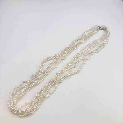 Tasaki SV Baroque Pearl 5-Row Necklace approximately 58cm long displayed on a white background