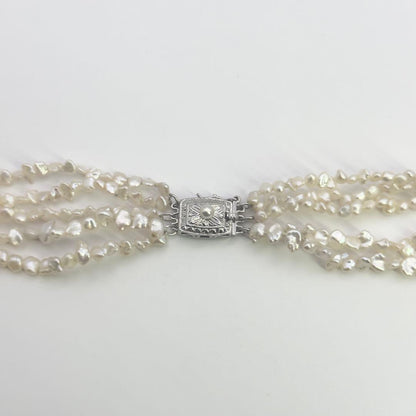 Tasaki SV Baroque Pearl 5-Row Necklace approximately 58cm long displayed on a white background