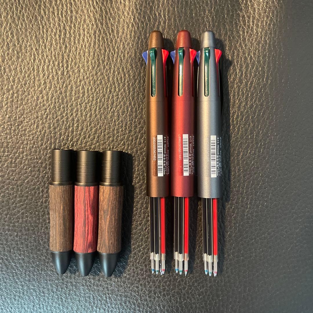 PILOT 4+1 Wood Multi-Function Pen 3-piece set with 4-color ballpoint pens and mechanical pencil