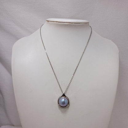 Tasaki Silver Mabe Pearl Necklace with 13.1mm pearl on adjustable silver chain