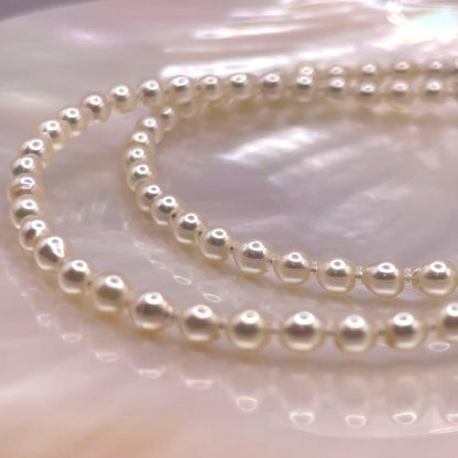 Akoya baby pearl necklace with 3.5-4 mm white pearls, 41 cm length, featuring s925 clasp