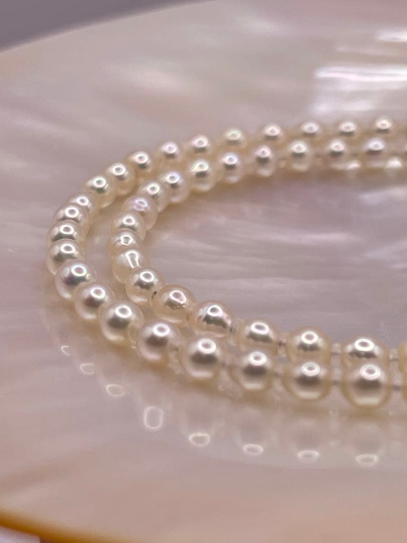 Akoya baby pearl necklace with 3.5-4 mm white pearls, 41 cm length, featuring s925 clasp
