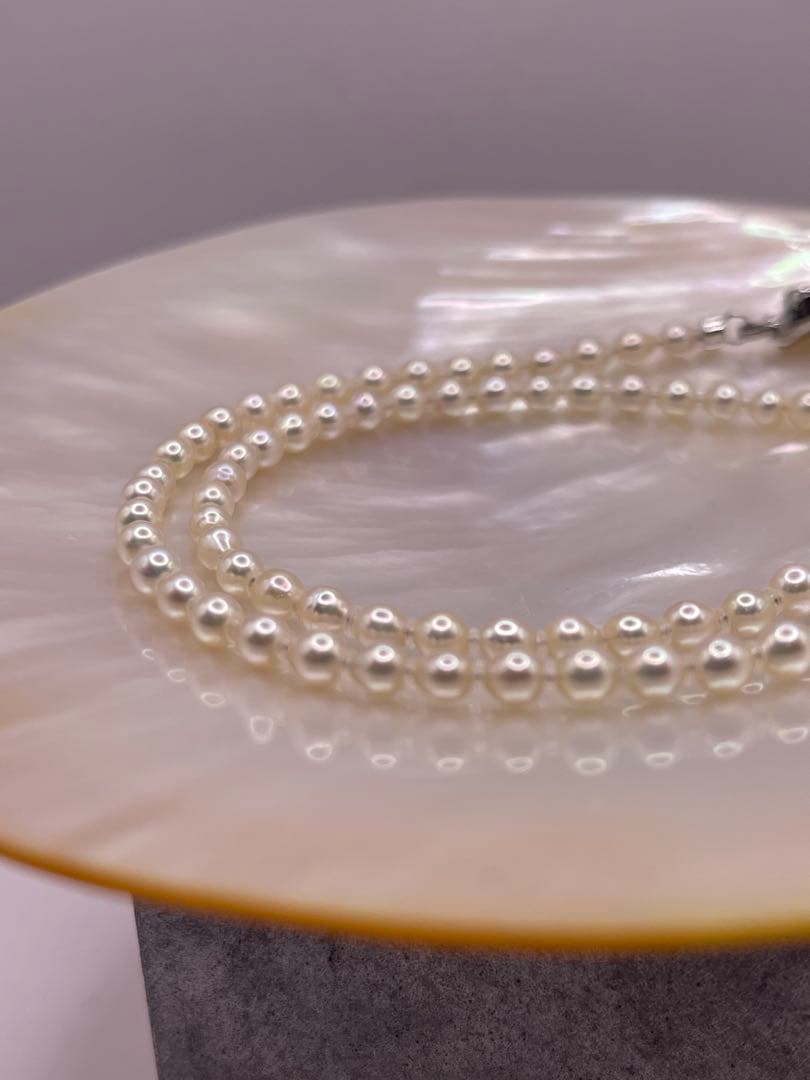 Akoya baby pearl necklace with 3.5-4 mm white pearls, 41 cm length, featuring s925 clasp