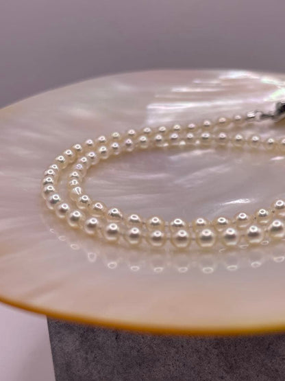 Akoya baby pearl necklace with 3.5-4 mm white pearls, 41 cm length, featuring s925 clasp