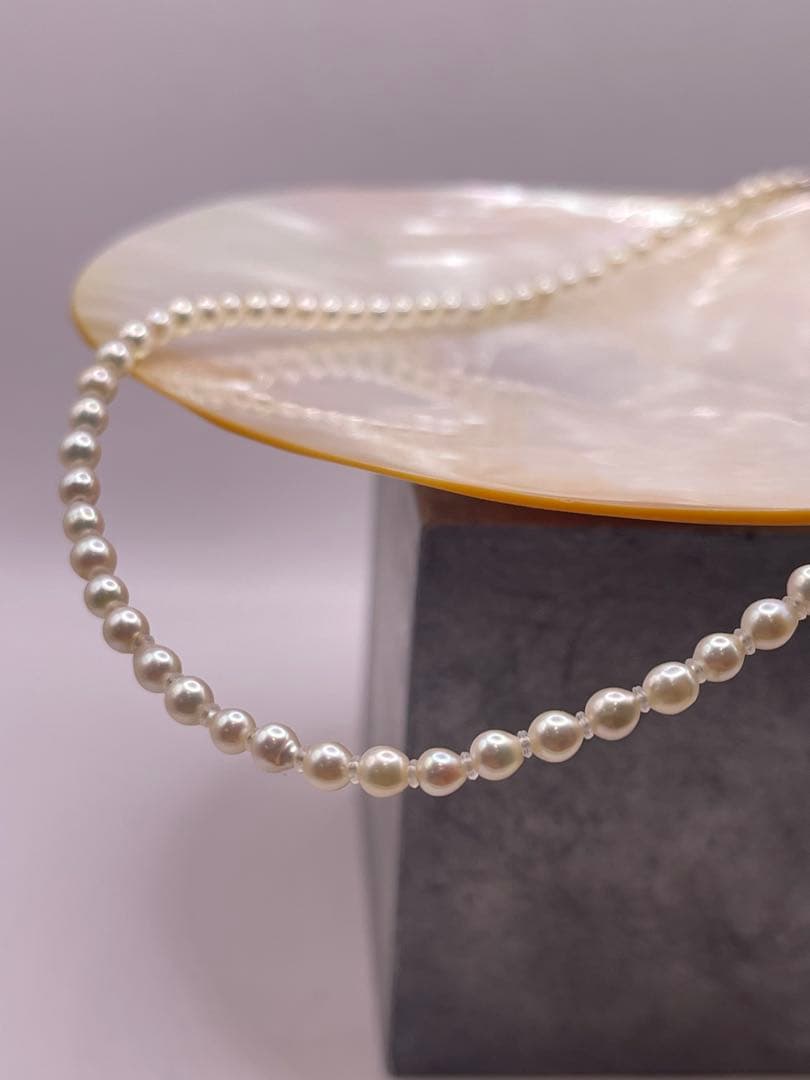 Akoya baby pearl necklace with 3.5-4 mm white pearls, 41 cm length, featuring s925 clasp