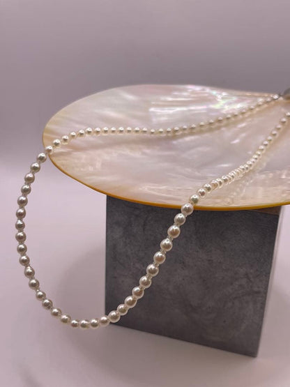 Akoya baby pearl necklace with 3.5-4 mm white pearls, 41 cm length, featuring s925 clasp