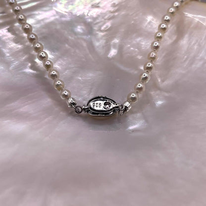 Akoya baby pearl necklace with 3.5-4 mm white pearls, 41 cm length, featuring s925 clasp