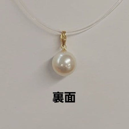 K18 yellow gold necklace with 9mm white pink round Akoya pearls and included jewelry pouch