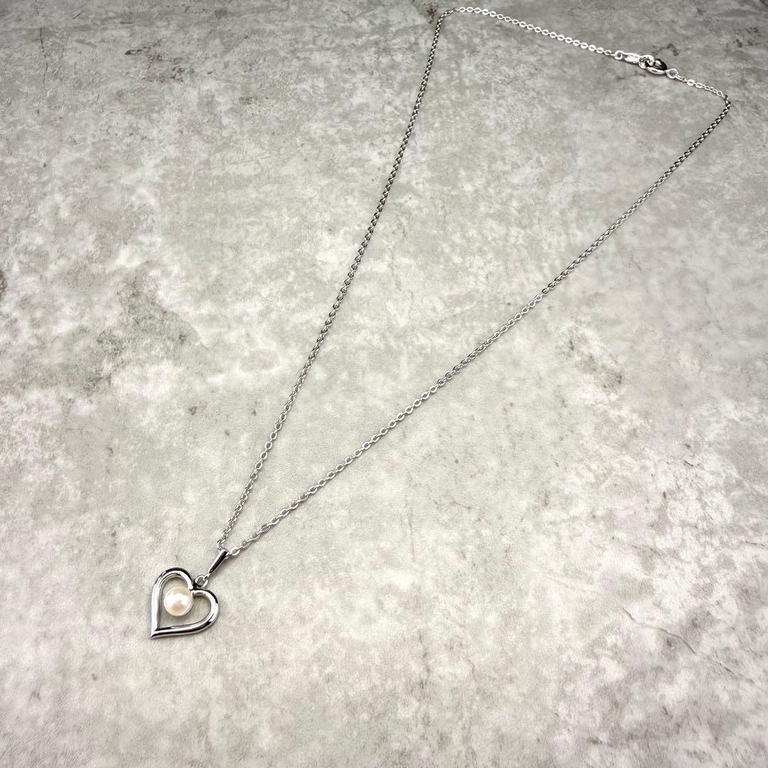 Mikimoto heart-shaped necklace with 5mm pearl on 38.5 cm SV925 silver chain