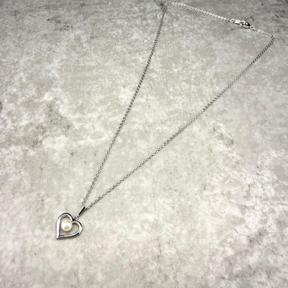 Mikimoto heart-shaped necklace with 5mm pearl on 38.5 cm SV925 silver chain