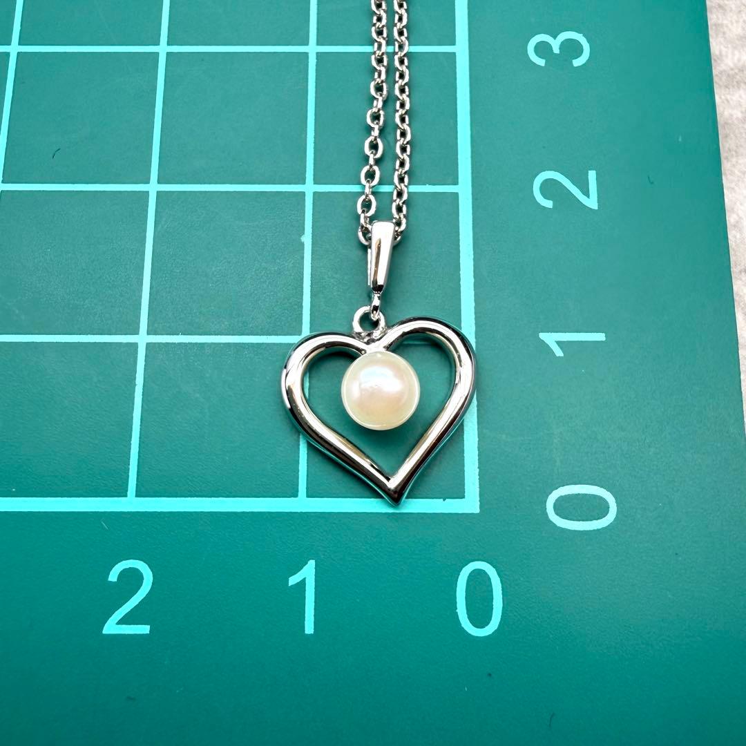 Mikimoto heart-shaped necklace with 5mm pearl on 38.5 cm SV925 silver chain