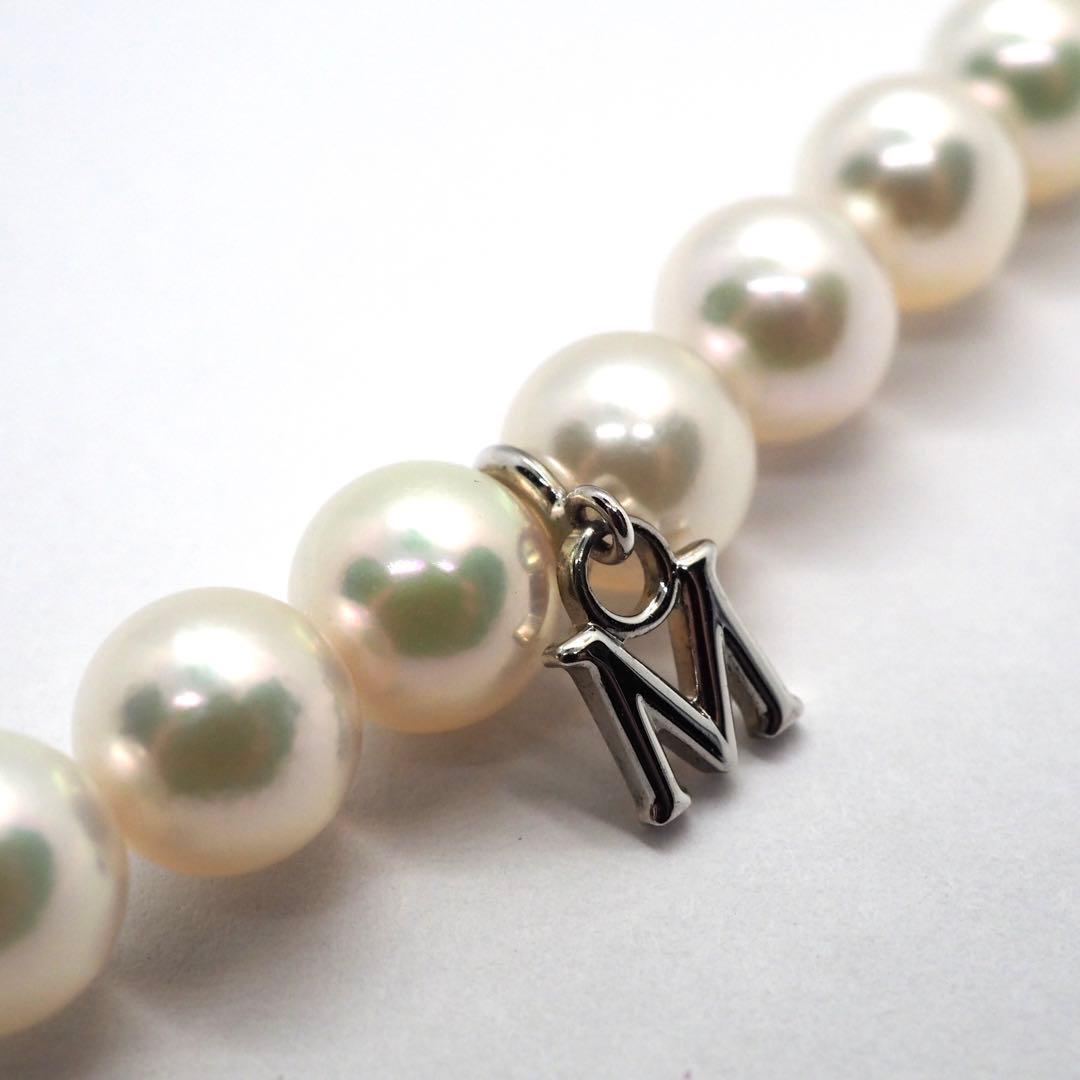 MIKIMOTOJAL pearl necklace 44cm length with 70 round silver-stamped pearls 5.4-7.2mm diameter