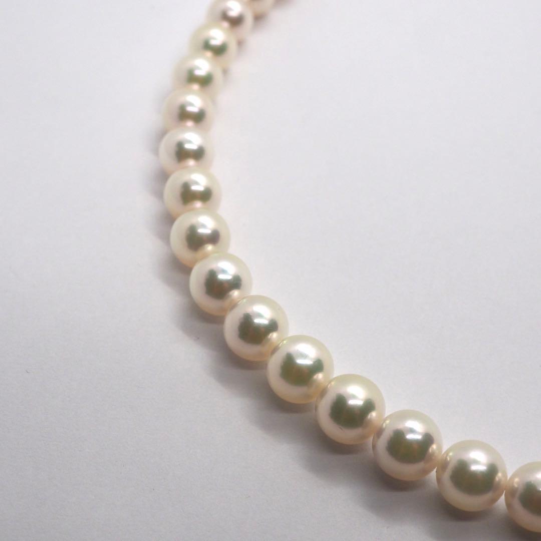 MIKIMOTOJAL pearl necklace 44cm length with 70 round silver-stamped pearls 5.4-7.2mm diameter