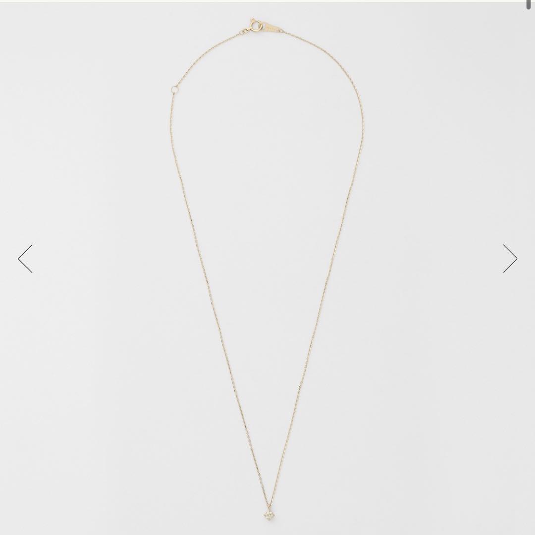 Agete K10 necklace featuring 0.07ct sparkling diamond on a delicate gold chain