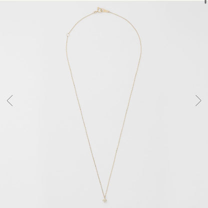 Agete K10 necklace featuring 0.07ct sparkling diamond on a delicate gold chain