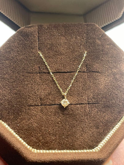 Agete K10 necklace featuring 0.07ct sparkling diamond on a delicate gold chain