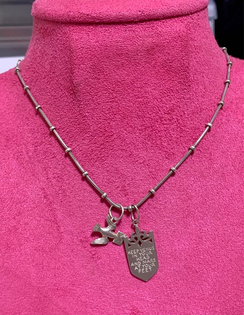 Agete Vintage Limited Edition Sterling Silver 925 Message Necklace with 36 cm chain on white background