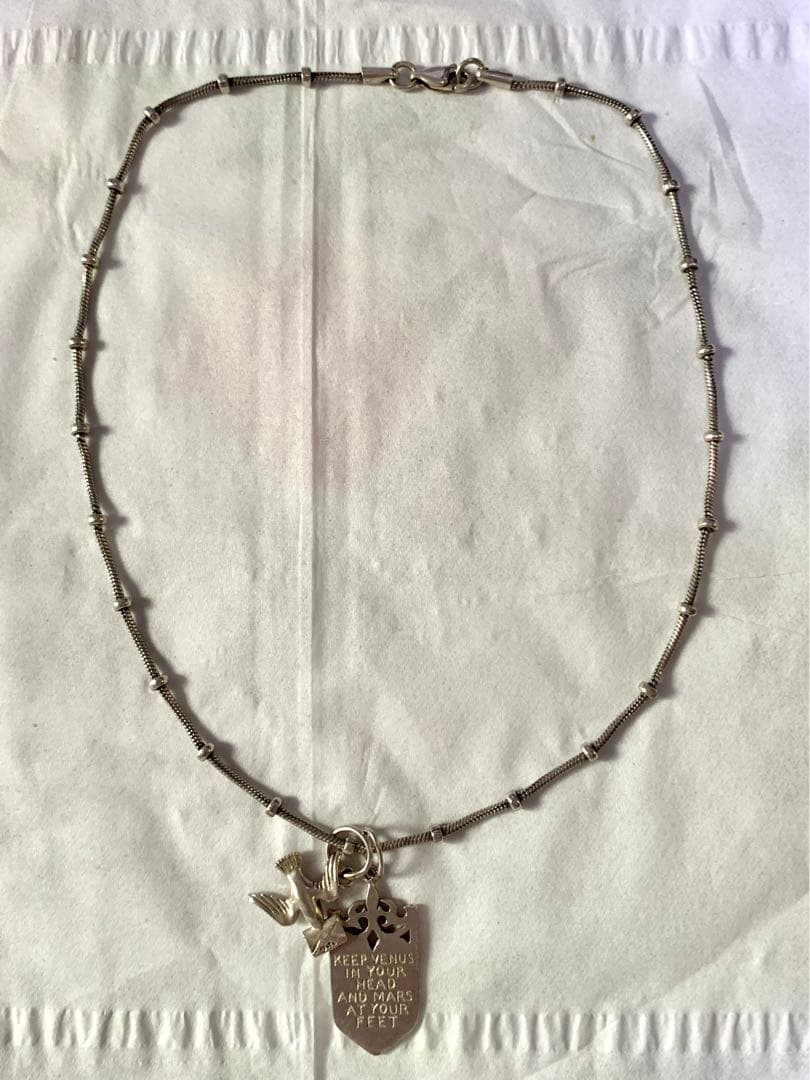 Agete Vintage Limited Edition Sterling Silver 925 Message Necklace with 36 cm chain on white background