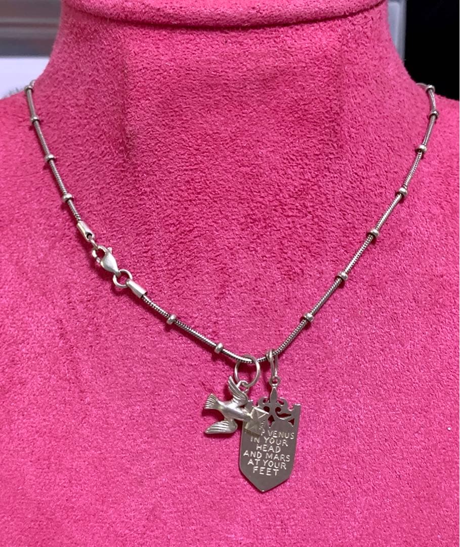 Agete Vintage Limited Edition Sterling Silver 925 Message Necklace with 36 cm chain on white background