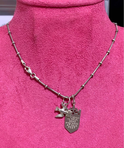 Agete Vintage Limited Edition Sterling Silver 925 Message Necklace with 36 cm chain on white background