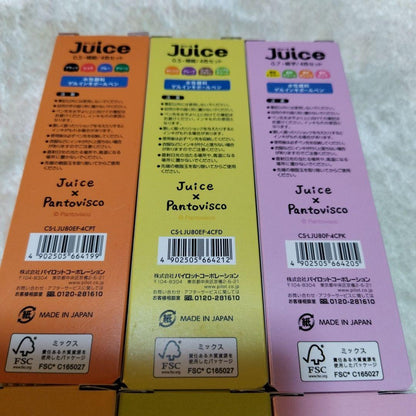 PILOT Juice 0.5mm ballpoint pen 4-color set including orange, green, pink, and purple pens, pack of 6