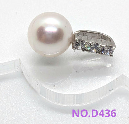 Akoya pearl pendant with SV925 rhodium plating and cubic zirconia on a 45cm stainless steel chain