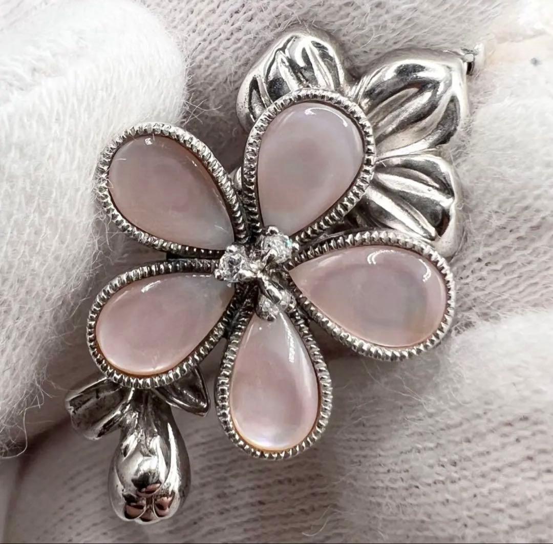 Akoya Pearl Baroque 8mm adjustable pearl necklace with diamond accents in white with pink hue on 47.5cm chain