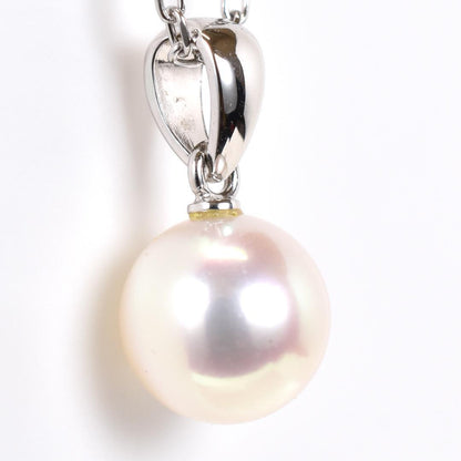 Newly restored Mikimoto white gold necklace with 7.5mm Akoya pearls and 13.4mm pendant