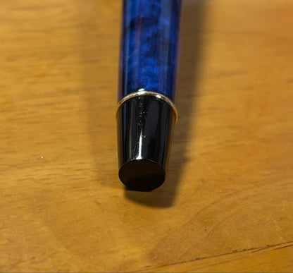 Waterman Expert Marble Blue fountain pen showing blue marble finish and silver accents