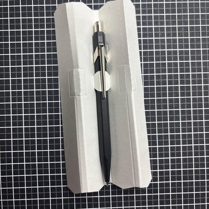 Pilot Ecrineno mechanical pencil in black and gold with box and sticker on white background