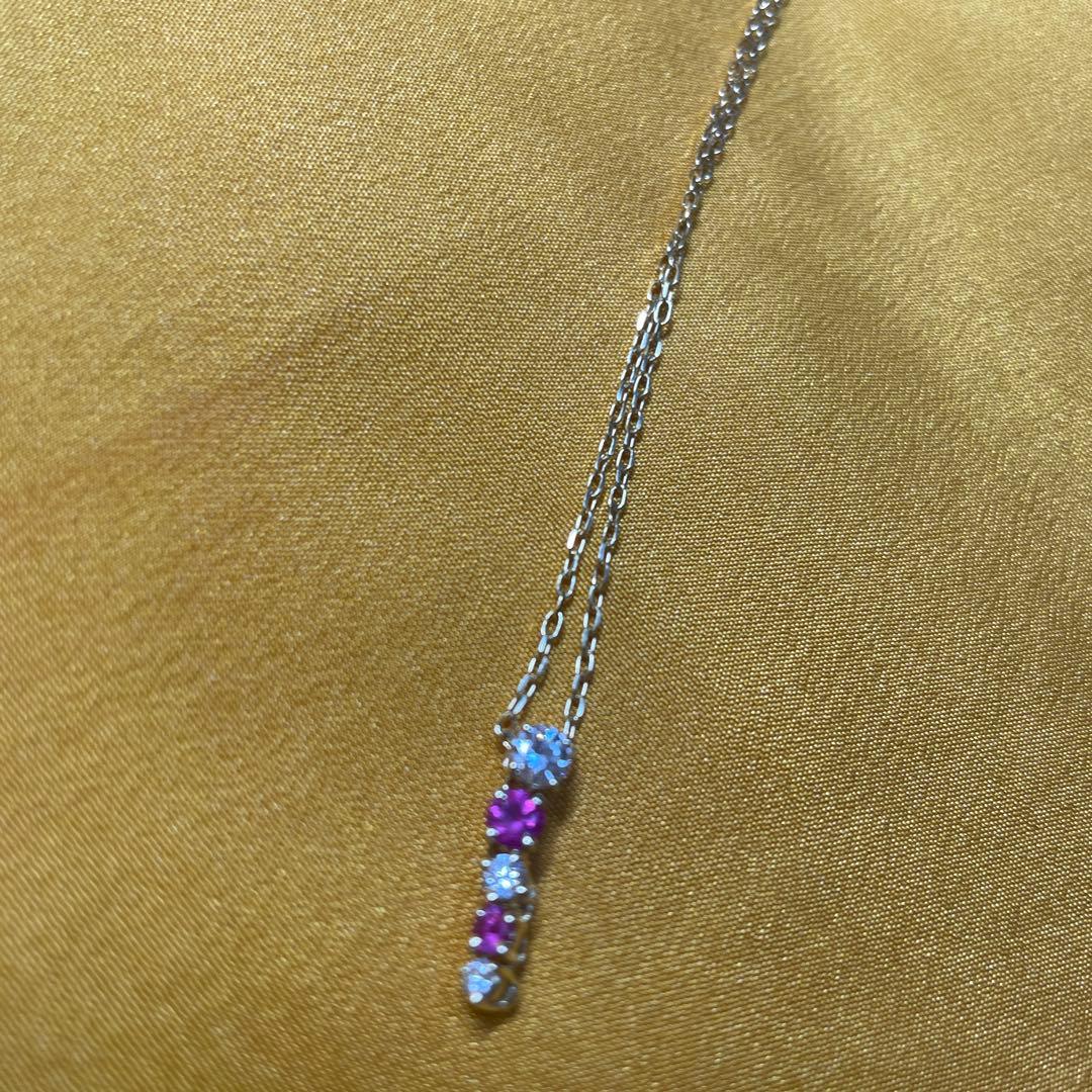 Beautiful MIKIMOTO Diamond and Ruby Necklace in K18 Yellow Gold with 42cm chain and 16mm pendant