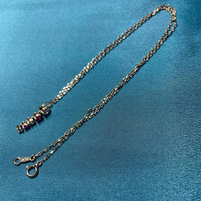 Beautiful MIKIMOTO Diamond and Ruby Necklace in K18 Yellow Gold with 42cm chain and 16mm pendant