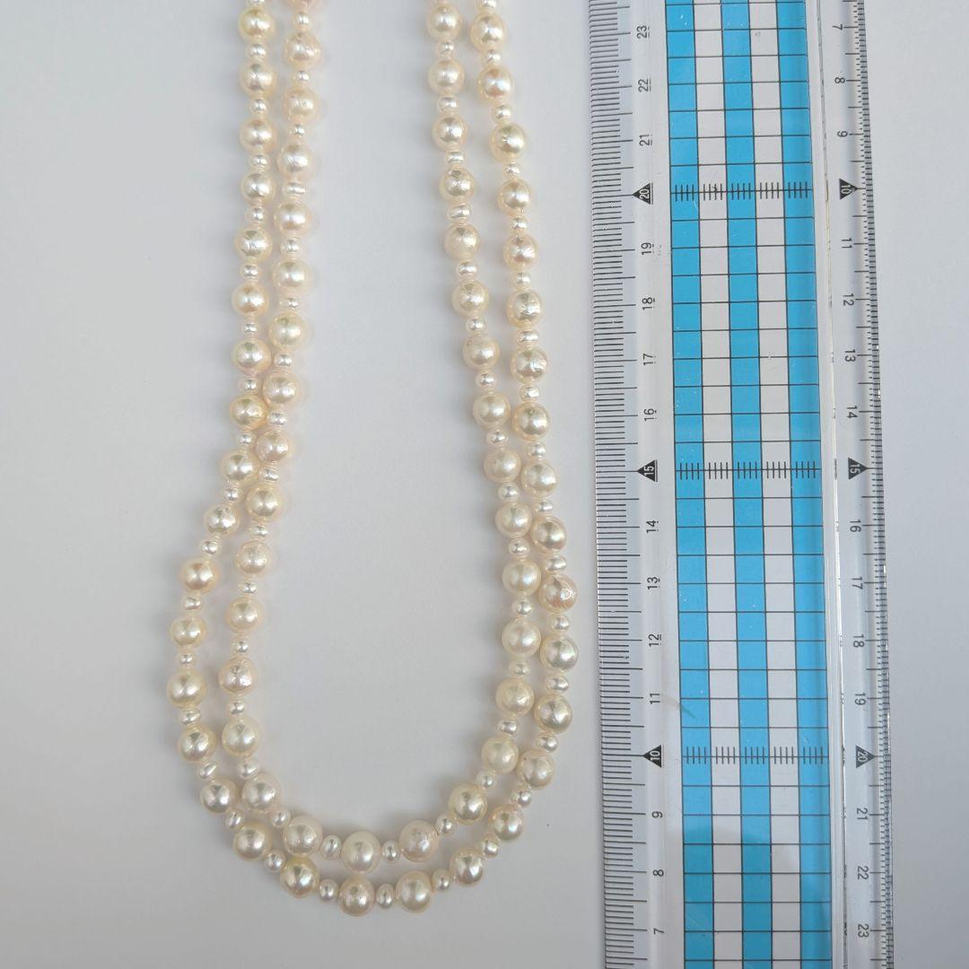 Long 120cm necklace with 6mm large Akoya pearls and 3mm small freshwater pearls on Silver925 chain