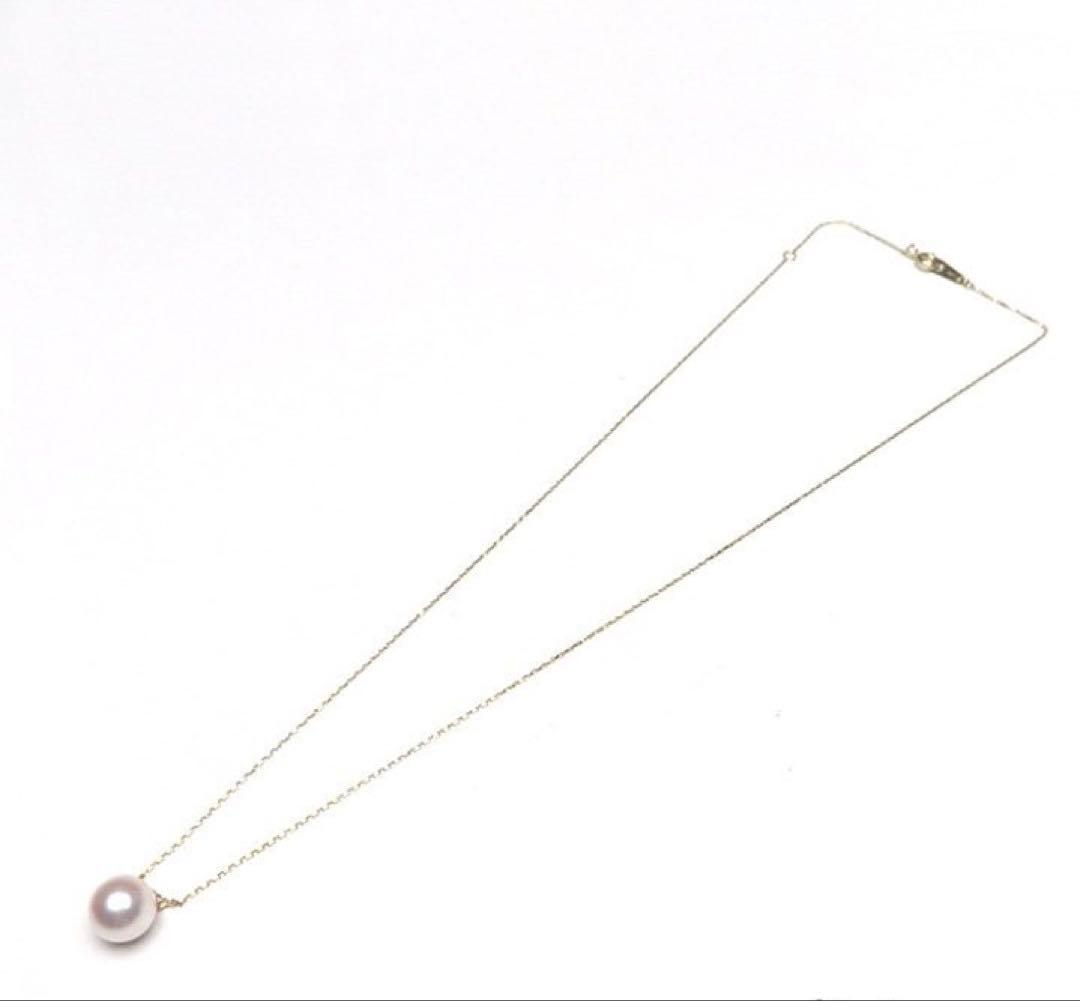 White pink 8.0mm Akoya pearl necklace with small diamond pendant set in K18 gold