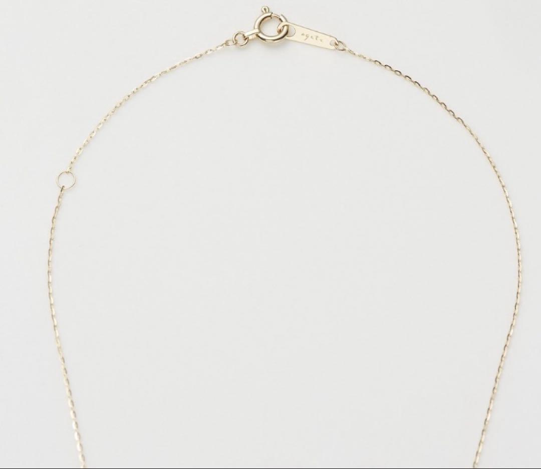 Agete necklace pendant made of K10 gold with 0.04 carat diamond, 39mm length, delicate and elegant design