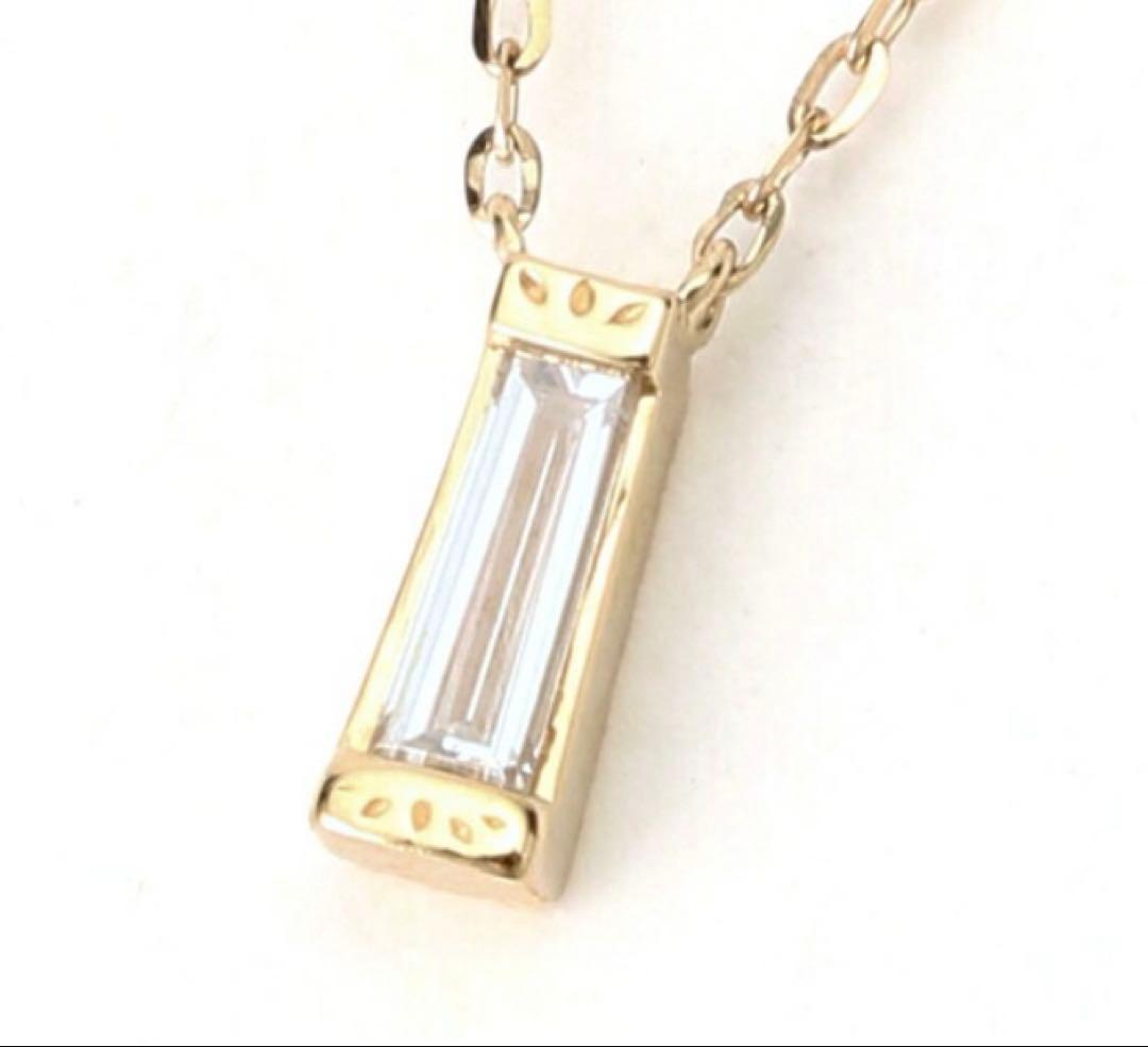 Agete necklace pendant made of K10 gold with 0.04 carat diamond, 39mm length, delicate and elegant design