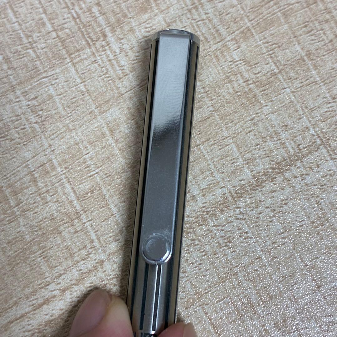 Pilot ballpoint pen with silver stripe design and included protective case and manual