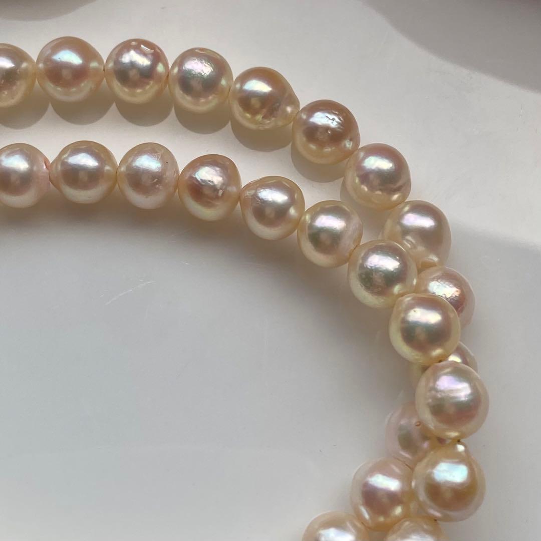 Honolulu Pearl Akoya pearl necklace with 54 toned champagne pearls, 6.8-7.5mm size, 43cm length, silver clasp