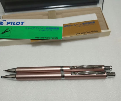 Pilot Capless ballpoint pen and mechanical pencil set in champagne pink with gold accents