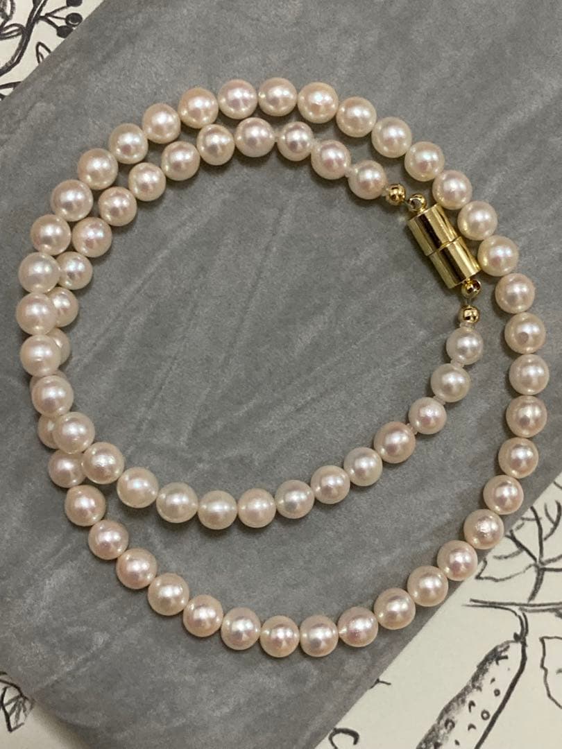Aqoya Pearl Necklace with 6-6.5mm pearls and magnet clasp, total length 45cm